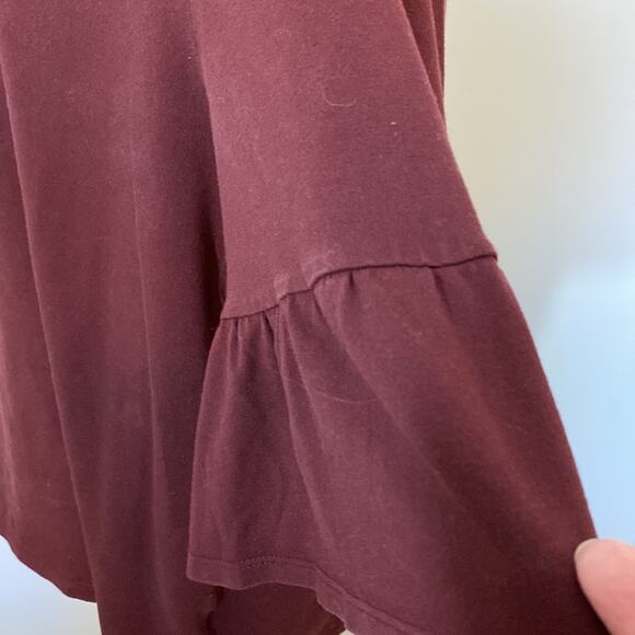 Women's Burgundy Lyocell/Spandex Blend Tunic with Bell Sleeves 2XP - Picture 3 of 6